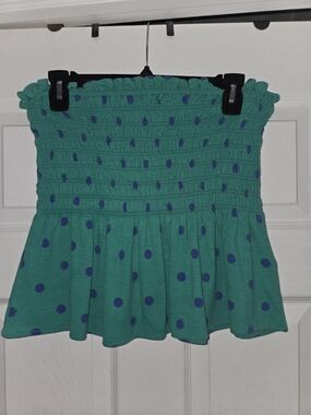 Lilly Pulitzer Teal Green Strapless Smocked Top with Blue Accents